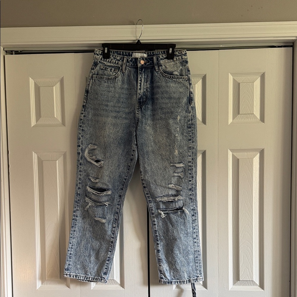 Vervet washed denim distressed high-rise jeans size 28
